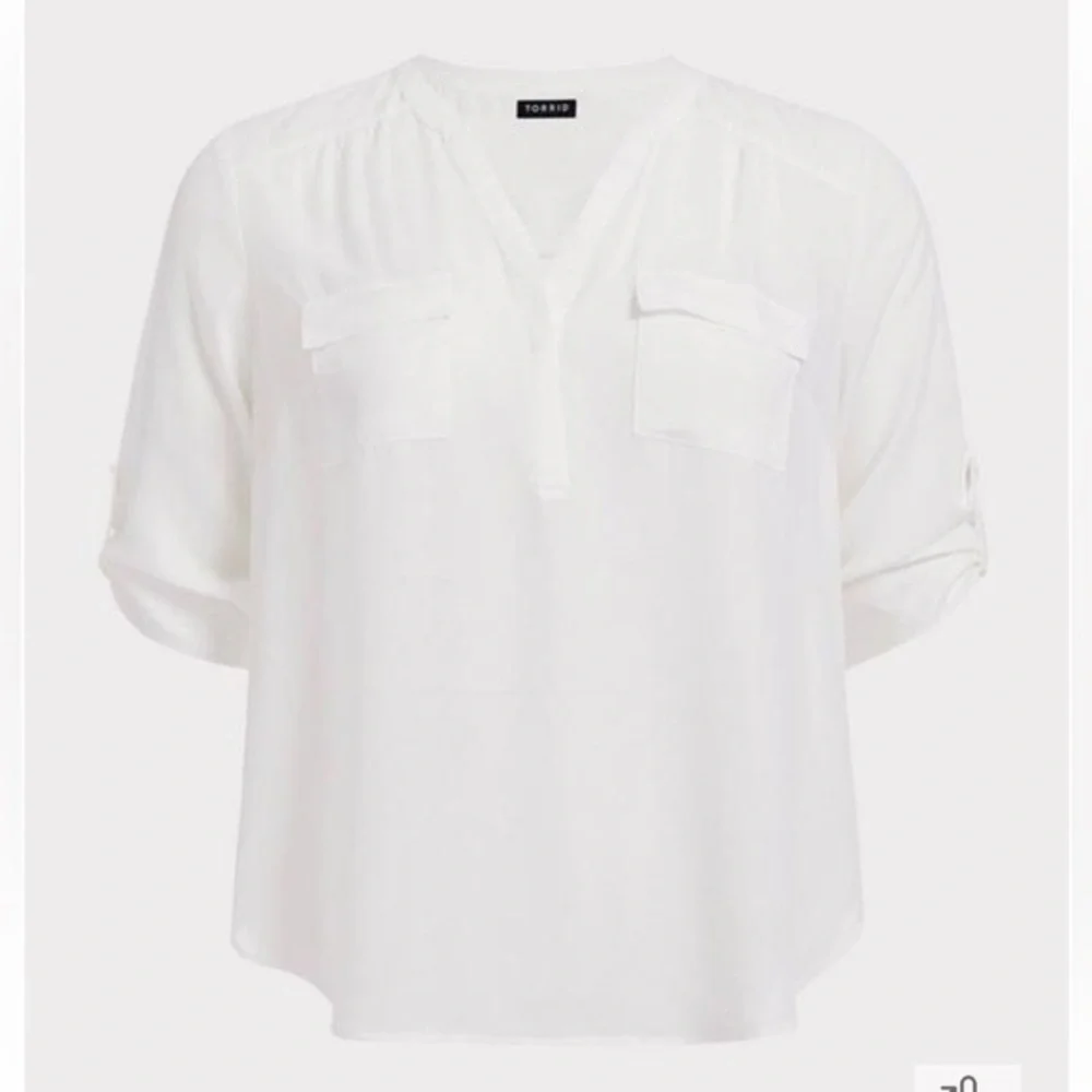 Torrid | Semi Sheer White Chiffon Blouse - Picture 5 of 15